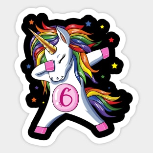 Dabbing Unicorn 6th Birthday Sticker